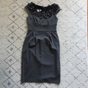 London Times gray knit cocktail dress 2P petite